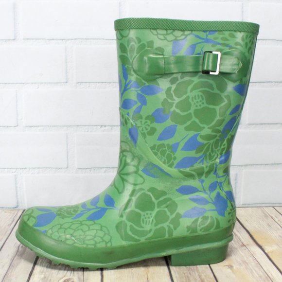 Ll Bean Wellie Floral Rain Garden Boots 